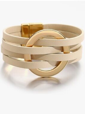 Circle Charm Bracelets for Women Handmade Leather Wrap Bracelets